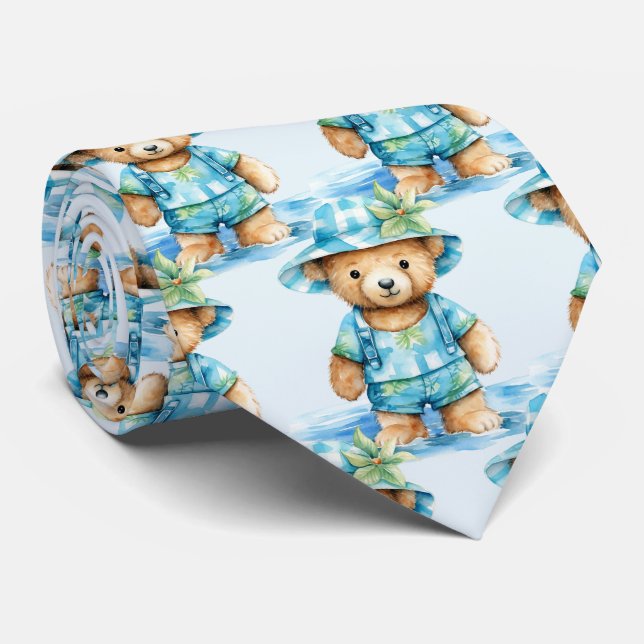 Cravate d'ours bleu Teddy (Roulé)