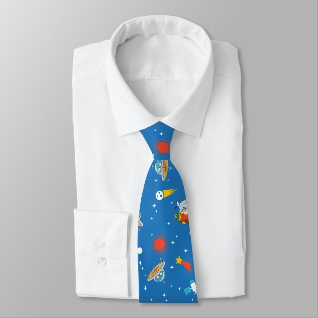 Cravate Dr Seuss | Chat dans le Motif spatial Casquette (Attaché)