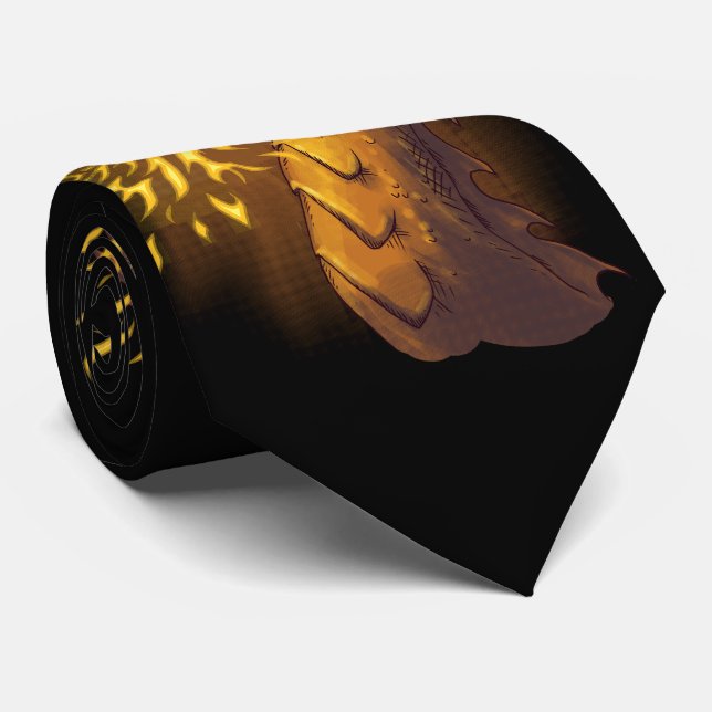 Cravate Dragon d'or du feu (Roulé)
