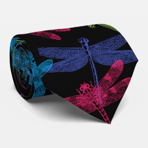 CRAVATE DRAGONFLIES COLORÉS MOTIF VOL ABSTRAIT
