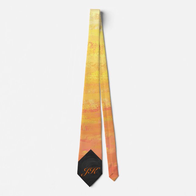 Cravate Dragons Oeil orange et noir Monogramme (Devant)
