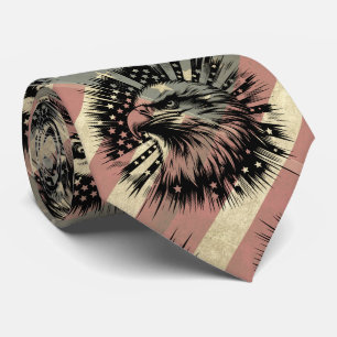 Cravate Drapeau américain Bald Eagle Grunge Patriotique 