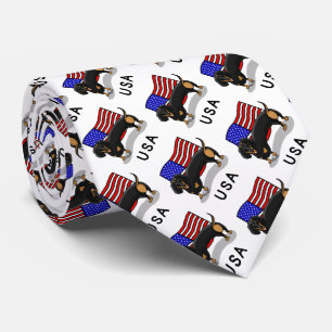 Cravate Drapeau américain Dachshund Dachsie (noir et bronz