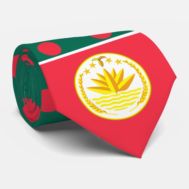 Cravate Drapeau bangladais et emblème national, Bangladesh (Roulé)