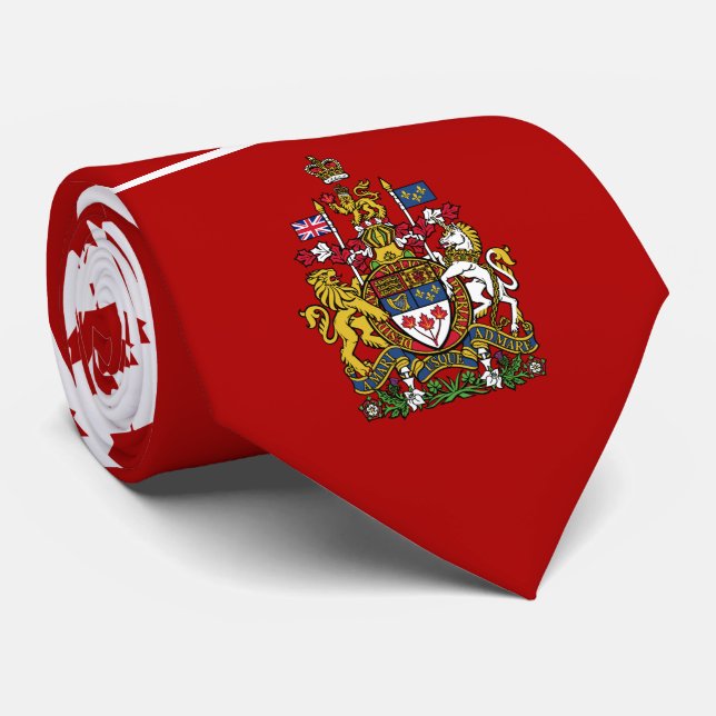 Cravate Drapeau canadien et armoiries, Canada (Roulé)