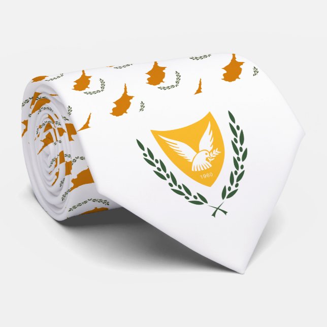 Cravate Drapeau chypriote et armoiries de Chypre (Roulé)