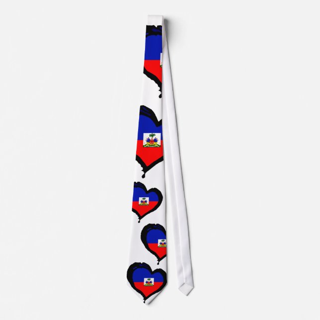 Cravate Drapeau de coeur du Haïti (Devant)