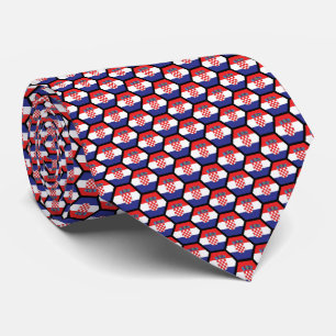 Cravate Drapeau de la Croatie Motif géométrique Hexagone