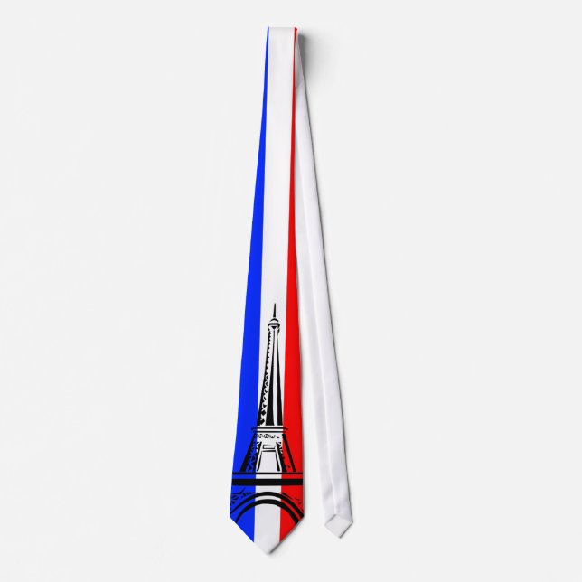 Cravate Drapeau de la France avec Tour Eiffel (Devant)