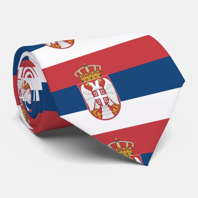 Cravate Drapeau de la Serbie (Roulé)