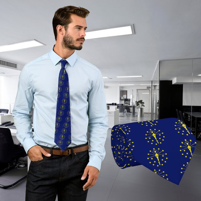 Cravate Drapeau de l'état de l'Indiana de Blue & Gold Torc (State Flag of Indiana Necktie)