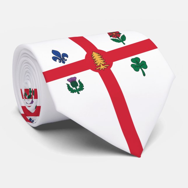 Cravate Drapeau de Montréal (Québec, Canada) (Roulé)