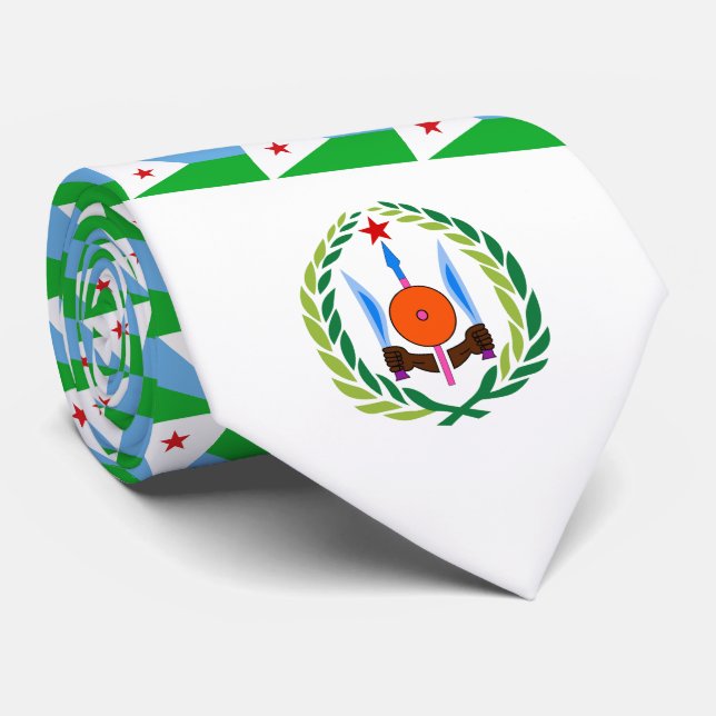 Cravate Drapeau djiboutien et armoiries de Djibouti (Roulé)