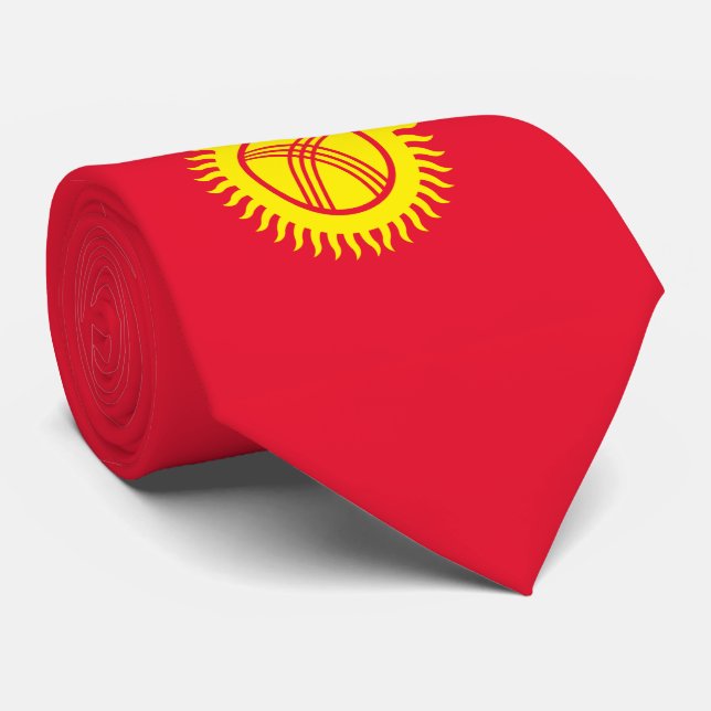 Cravate Drapeau du Kirghizistan (Roulé)