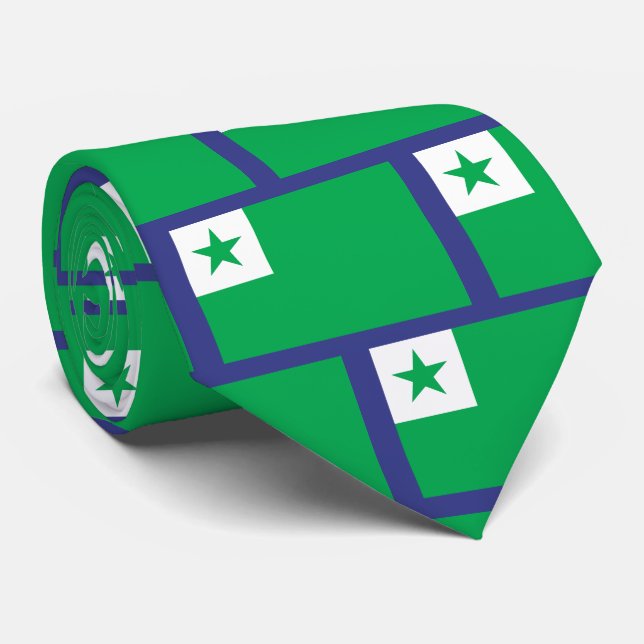 Cravate drapeau espéranto, (Roulé)