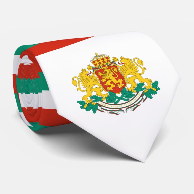 Cravate Drapeau et armoiries de Bulgarie (Roulé)