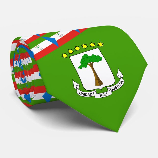 Cravate Drapeau et armoiries de Guinée équatoriale (Roulé)