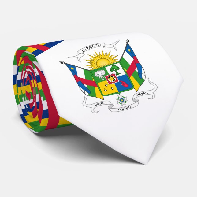 Cravate Drapeau et armoiries de la République centrafricai (Roulé)