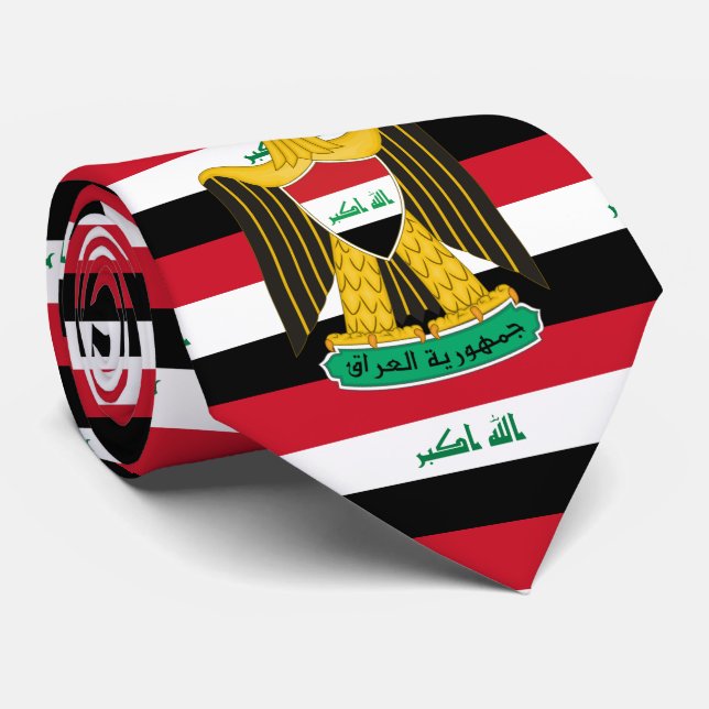 Cravate Drapeau et armoiries de l'Irak (Roulé)