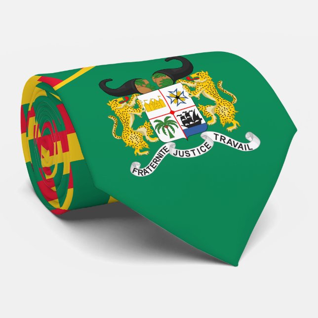 Cravate Drapeau et armoiries du Bénin (Roulé)