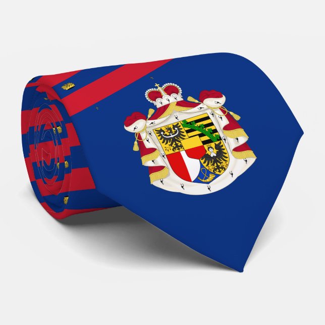 Cravate Drapeau et armoiries du Liechtenstein (Roulé)