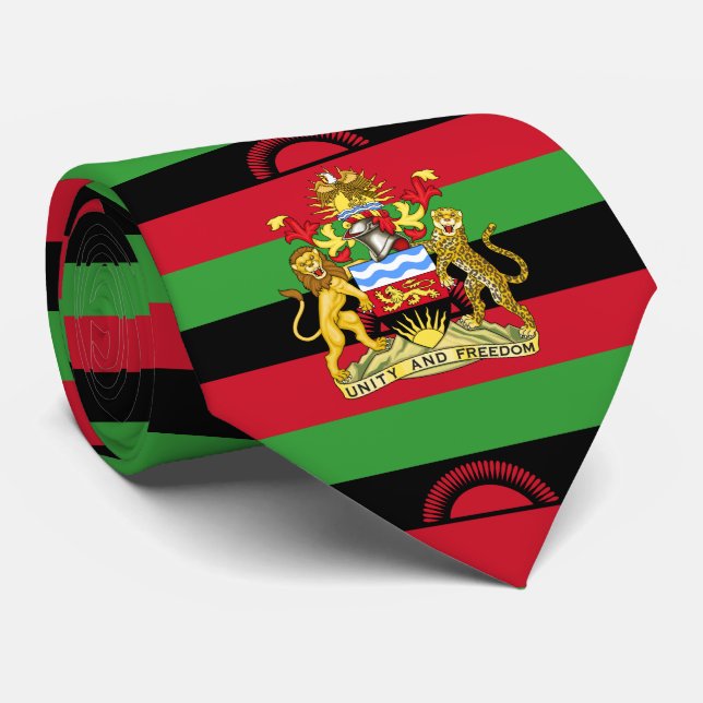 Cravate Drapeau et armoiries du Malawi (Roulé)