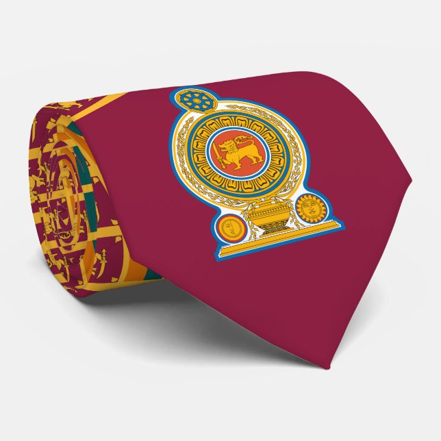Cravate Drapeau et emblème du Sri Lanka (Roulé)