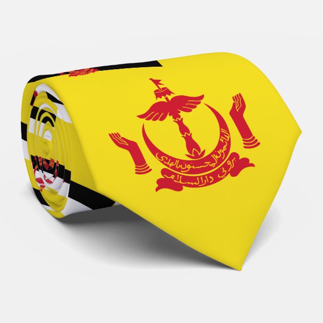Cravate Drapeau et emblème national du Brunei (Roulé)