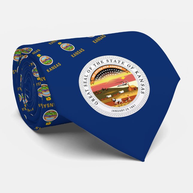 Cravate Drapeau et sceau du Kansan, Drapeau du Kansas (Roulé)