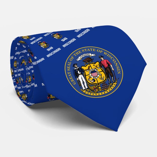 Cravate Drapeau et sceau du Wisconsinite, Drapeau du Wisco (Roulé)