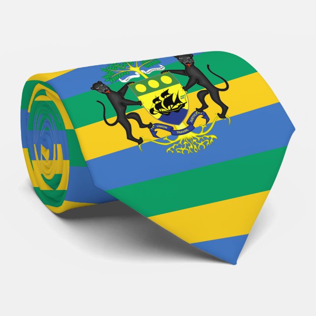 Cravate Drapeau gabonais et armoiries, Drapeau du Gabon (Roulé)