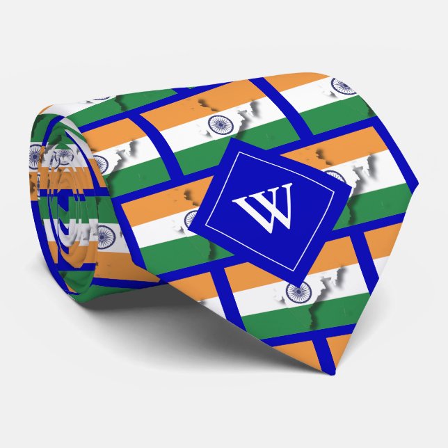 Cravate DRAPEAU INDIEN DE MONogramme de l'Inde (Roulé)