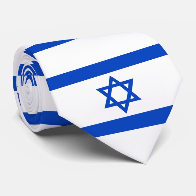 Cravate Drapeau Israël étoile bleue de David (Roulé)