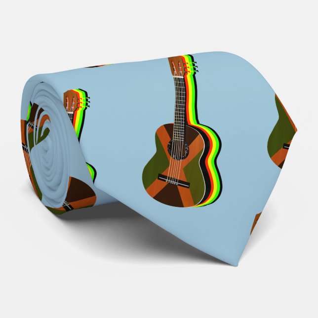 Cravate Drapeau jamaïcain de guitare rastafarienne (Roulé)