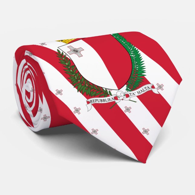 Cravate Drapeau maltais et armoiries, Drapeau de Malte (Roulé)
