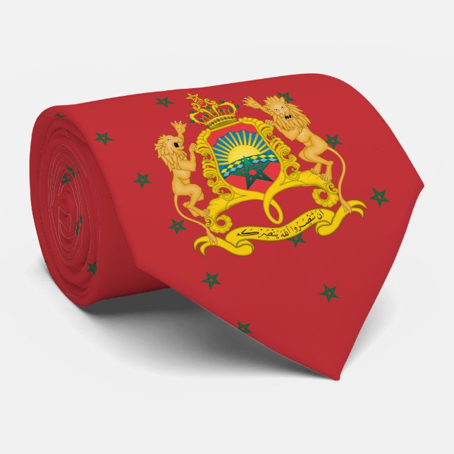 Cravate Drapeau marocain et armoiries, Drapeau du Maroc (Roulé)