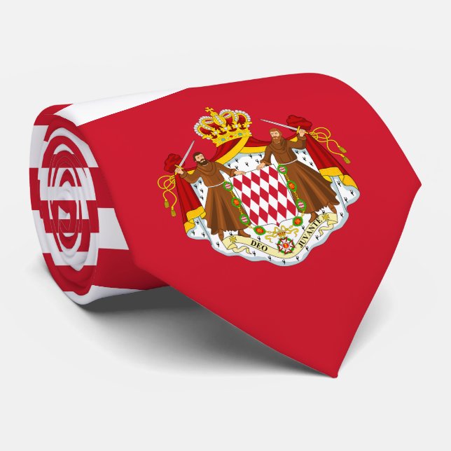Cravate Drapeau Monégasque & Armoiries, Drapeau de Monaco (Roulé)