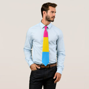 Cravate Drapeau Pansexuel rose jaune bleu rayé LGBT