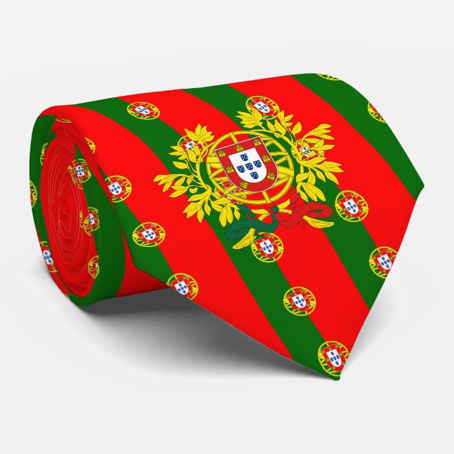 Cravate Drapeau portugais et armoiries du Portugal (Roulé)