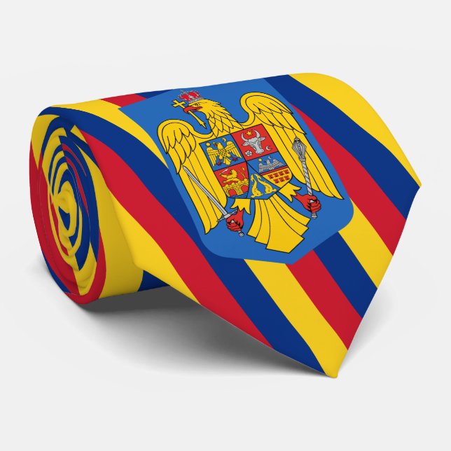 Cravate Drapeau roumain et armoiries, Drapeau roumain de R (Roulé)