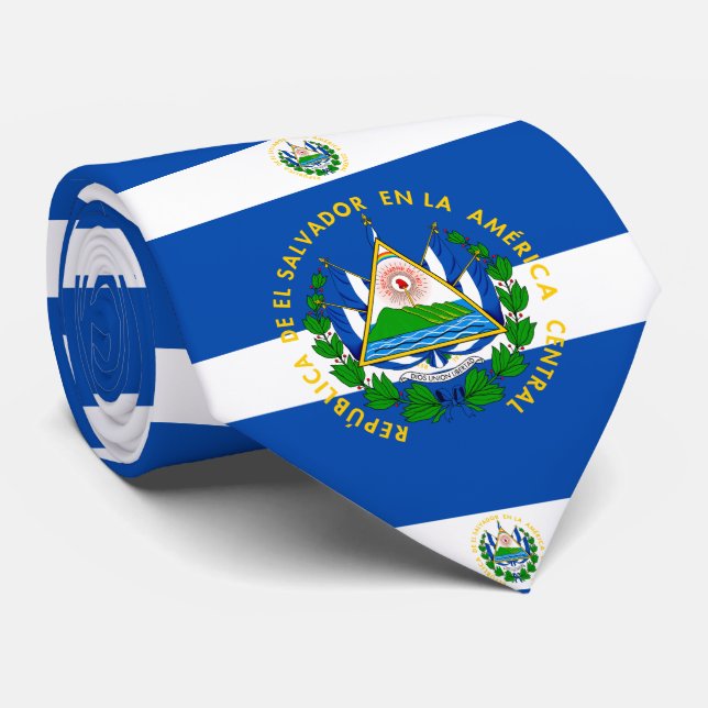 Cravate Drapeau salvadorien et armoiries, El Salvador (Roulé)