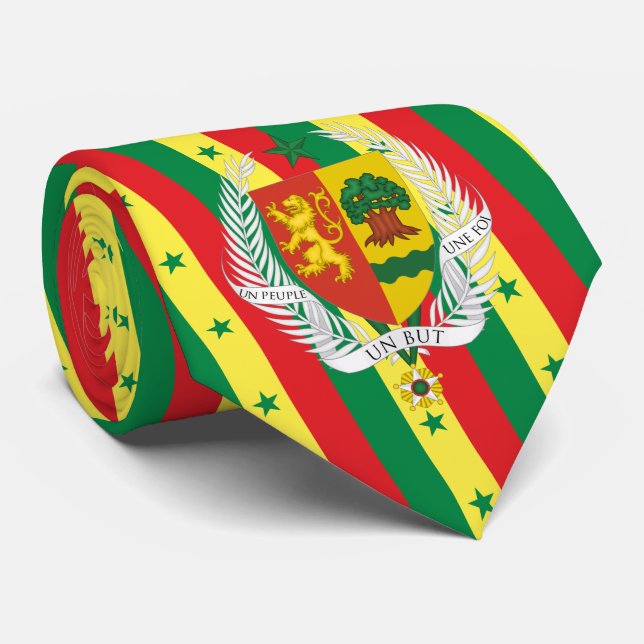 Cravate Drapeau sénégalais et armoiries, Drapeau du Sénéga (Roulé)