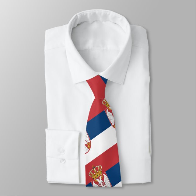 Cravate Drapeau serbe & Voyage Serbie, vacances /sports (Attaché)