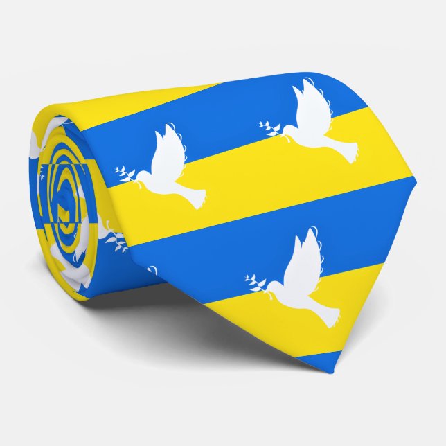 Cravate Drapeau ukrainien - La colombe de la paix - Paix p (Roulé)