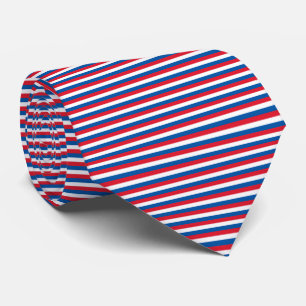Cravate Drapeau USA Rouge, Blanc et Bleu Rayures à fines r