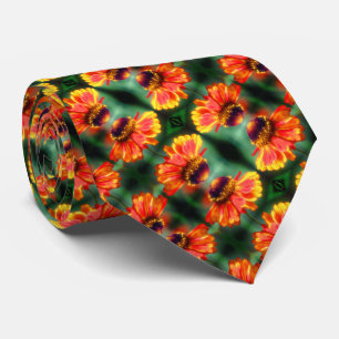 Cravate Dreamy Zinnia Flower Motif