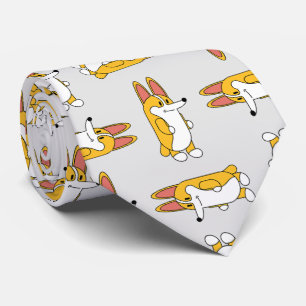 Cravate Drôle Cartoon Corgi Motif