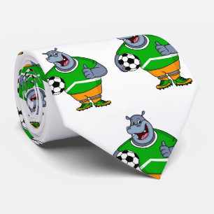 Cravate Drôle de joueur de football hippo dessin humoristi