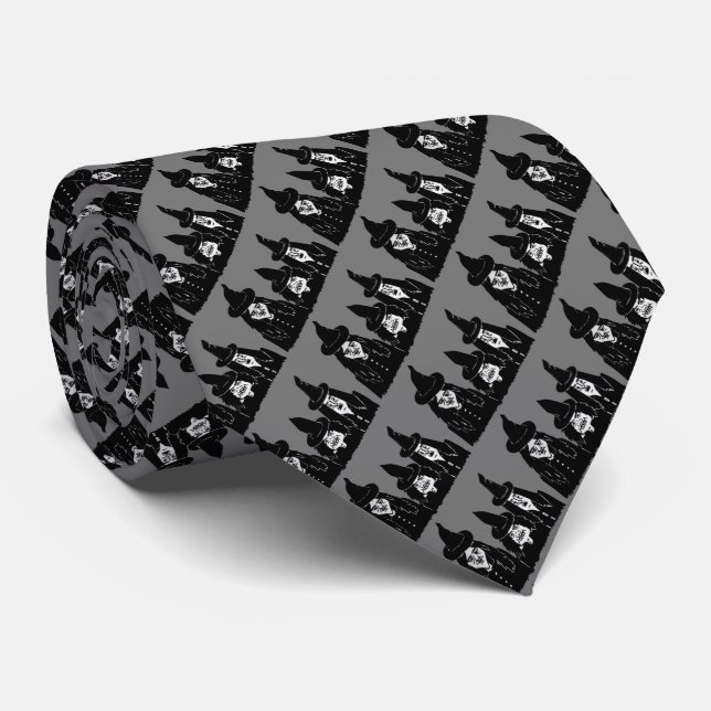 Cravate drôle éffrayante sorcière noire effrayante hallowe (Roulé)