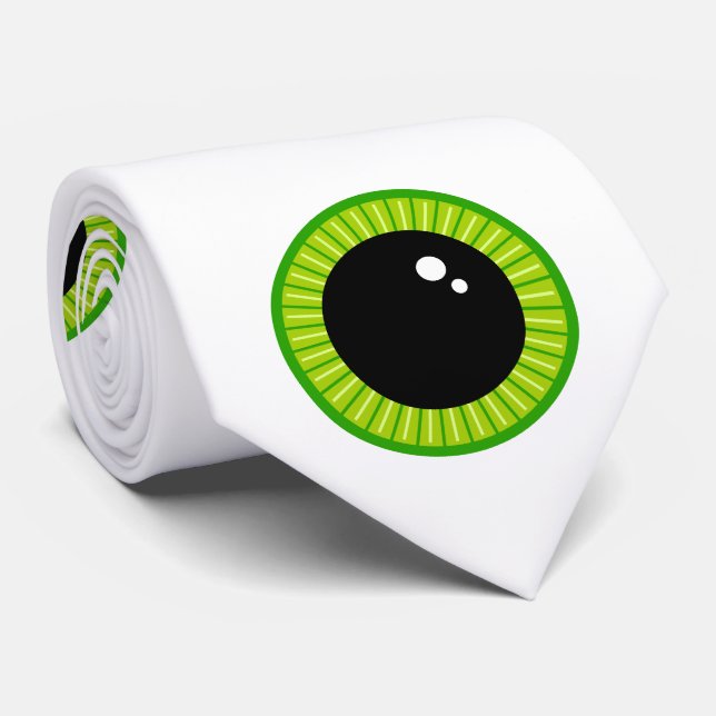 Cravate Drôle mignon yeux verts (Roulé)